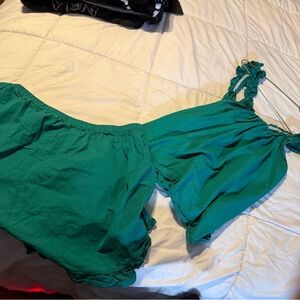 Women’s Green Off-Shoulder Ruffle Top